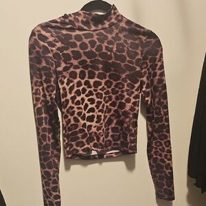 H&M Brown and Tan Long Sleeve Fitted Bodysuit